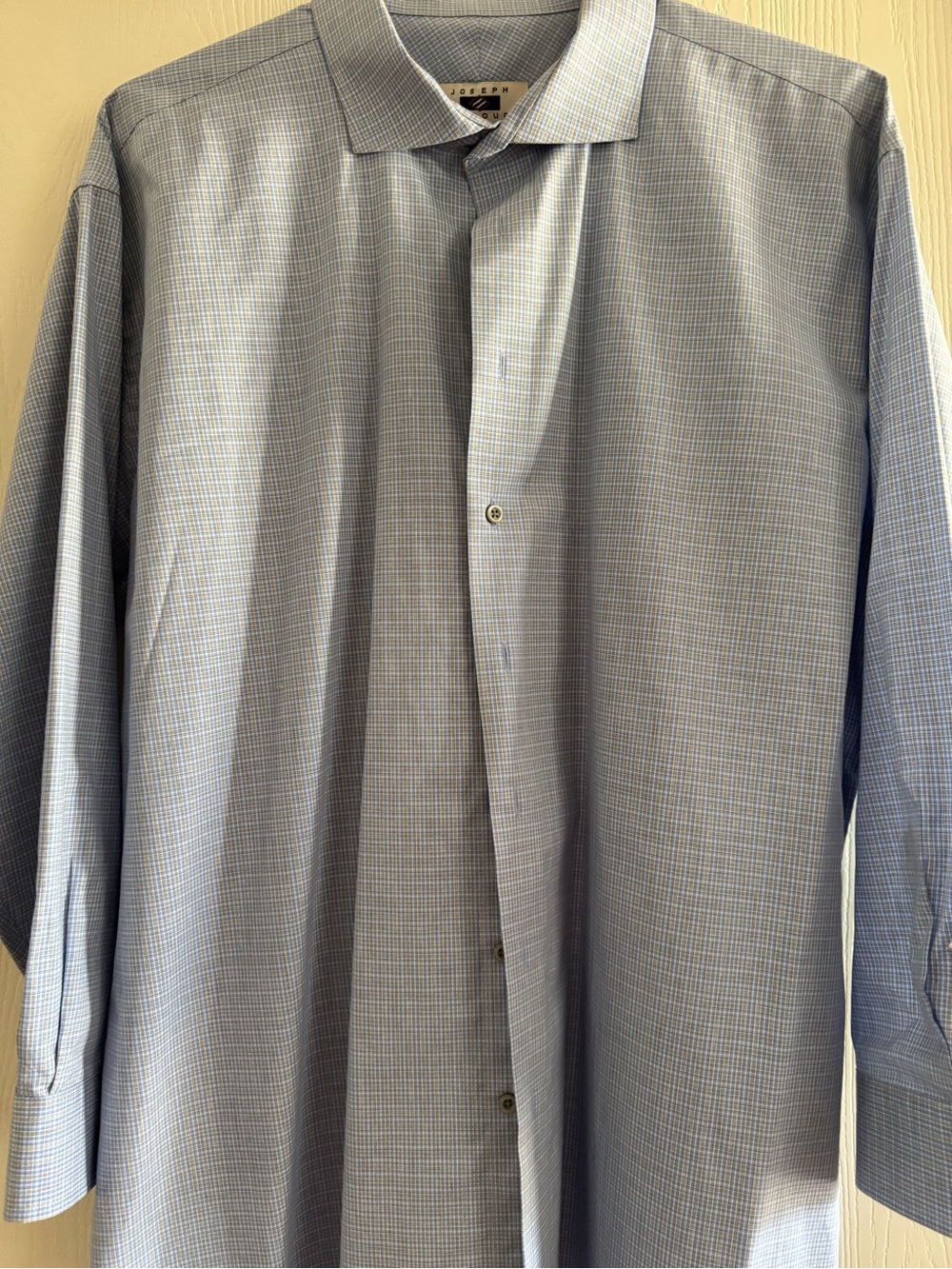 Joseph Abboud Classic Light Blue Check Dress Shirt - size 19x35